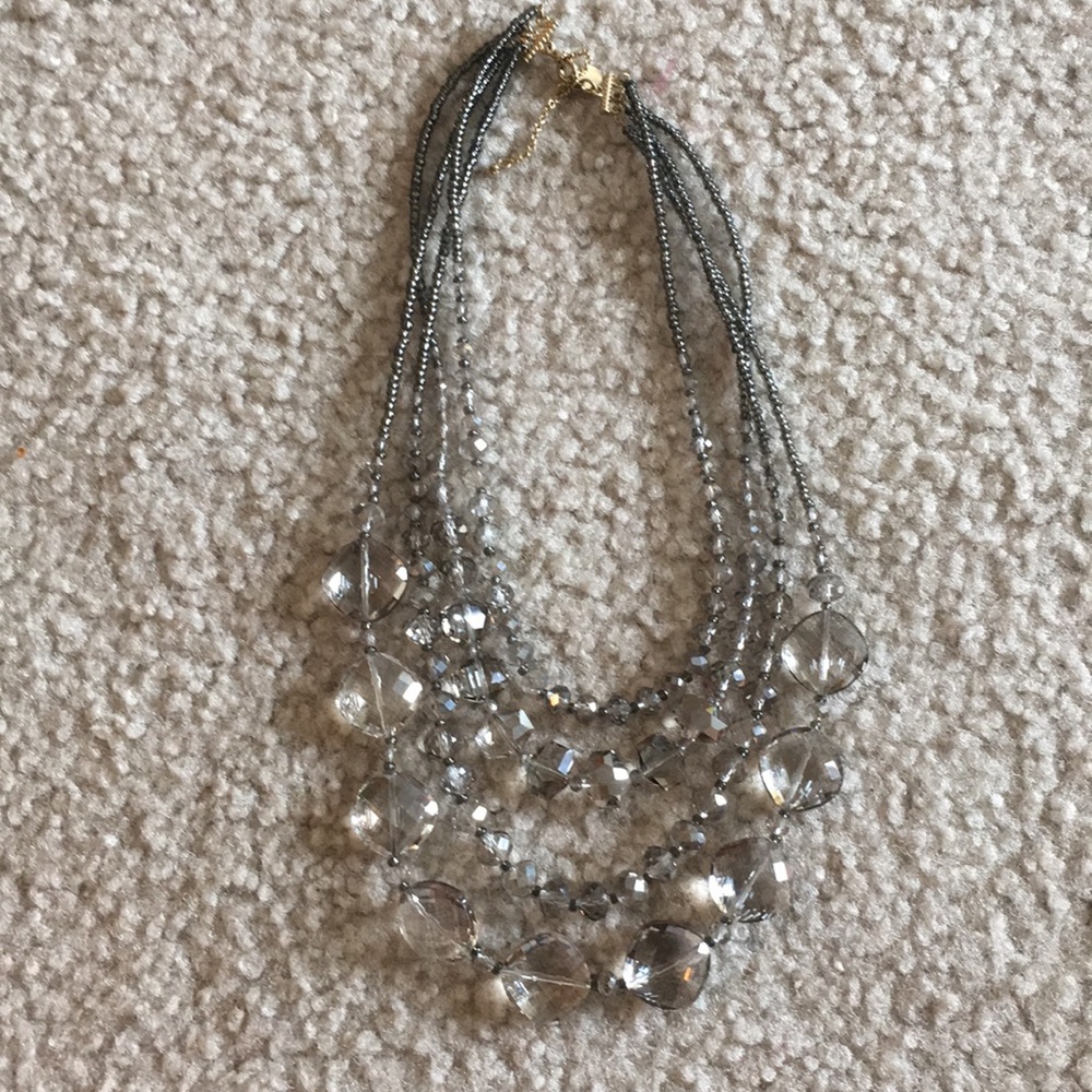 LOFT Grey Jewel Statement Necklace